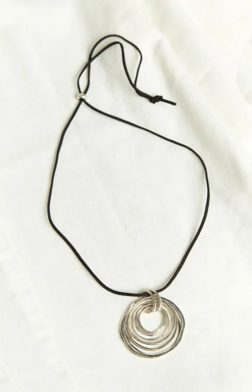 Violeta Silver Circle Pendant Necklace sold by Beginning Boutique
