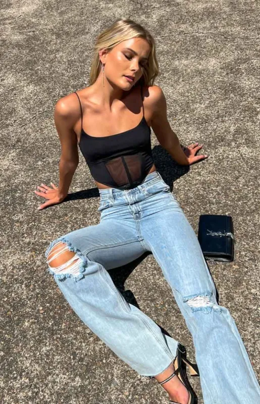 Tammy Black Corset Top sold by Beginning Boutique