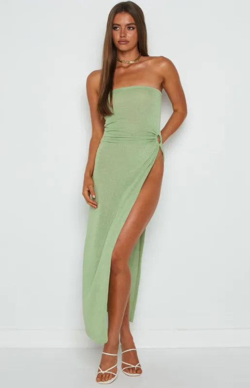 Girls' Night Out Green Midi Dress sold by Beginning Boutique