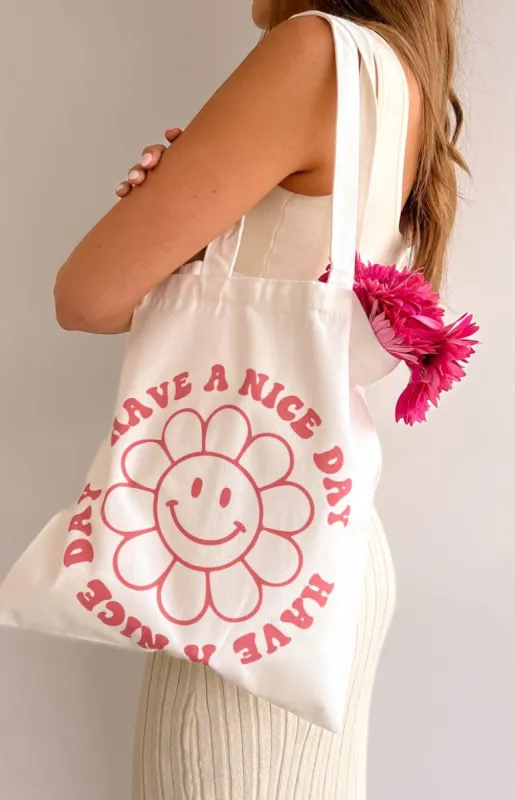 Have A Nice Day Cream Tote Bag sold by Beginning Boutique