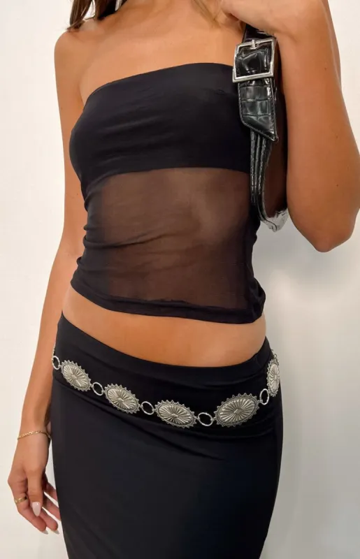 Delvey Silver Chain Belt sold by Beginning Boutique