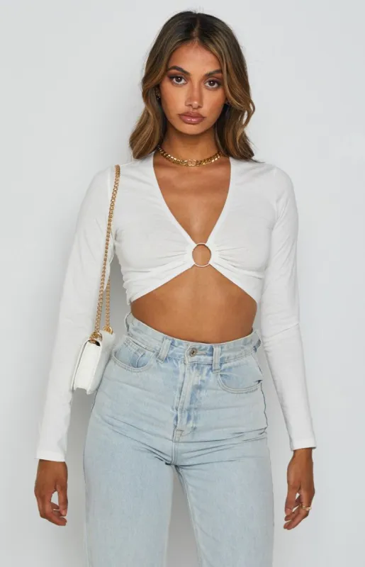 Camello Long Sleeve Crop White sold by Beginning Boutique