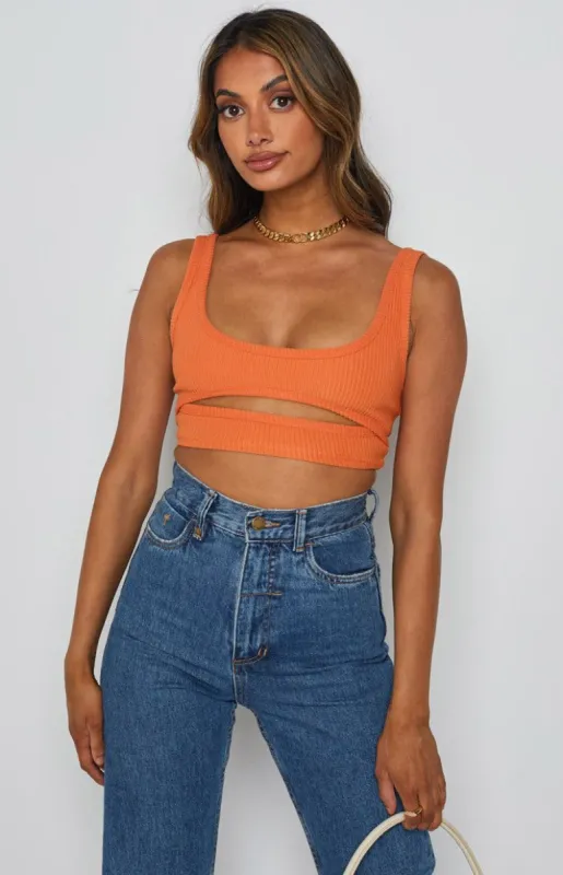 Trail Rib Crop Top Orange sold by Beginning Boutique