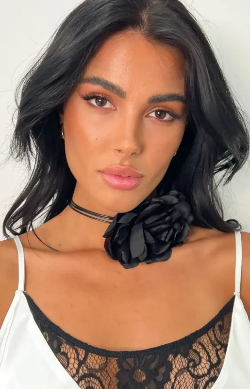 Pria Black Flower Chocker Necklace sold by Beginning Boutique