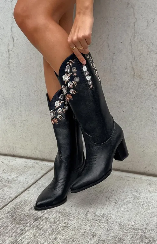 Billini Francia Black Cowboy Boots sold by Beginning Boutique