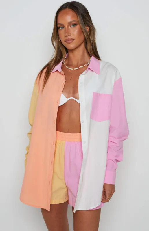 Paradise Palms Orange Multi Shirt sold by Beginning Boutique