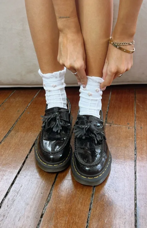 Lillie White Frilly Bow Socks sold by Beginning Boutique