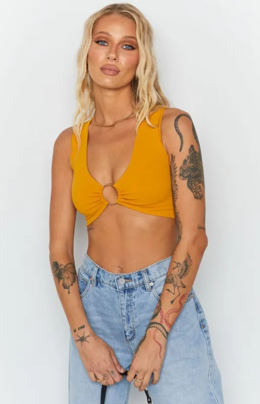 Sloanne Crop Top Mango sold by Beginning Boutique