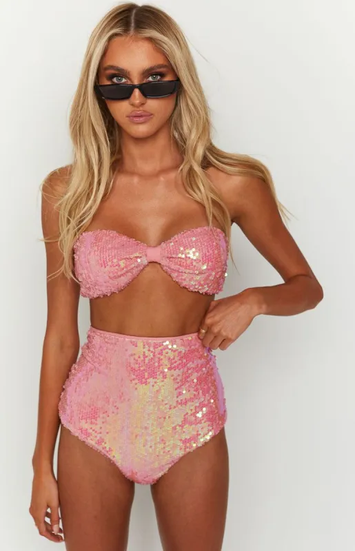 Nyra Pink Sequin Bottoms sold by Beginning Boutique
