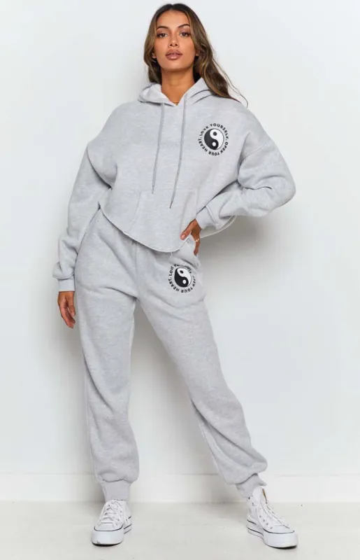 Yin Yang Track Pants Grey Marle sold by Beginning Boutique
