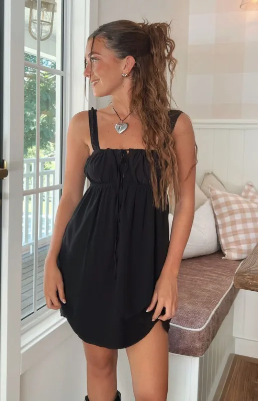 Brooke Black Mini Dress sold by Beginning Boutique