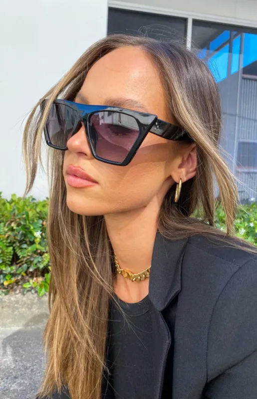 Eclat Lucy Retro Sunglasses Black sold by Beginning Boutique