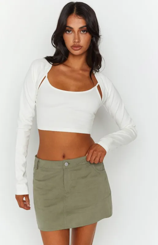Alaia Khaki Low Rise Mini Skirt sold by Beginning Boutique