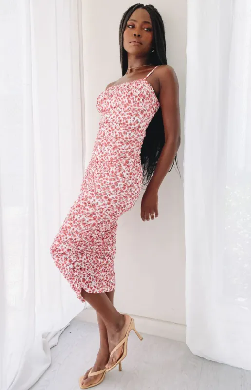 Stepford Midi Dress Rose Print sold by Beginning Boutique