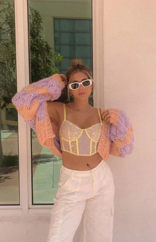 Kinley Chunky Knit Cardi Pink sold by Beginning Boutique