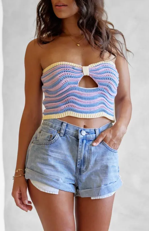 Skylah Blue Denim Shorts sold by Beginning Boutique