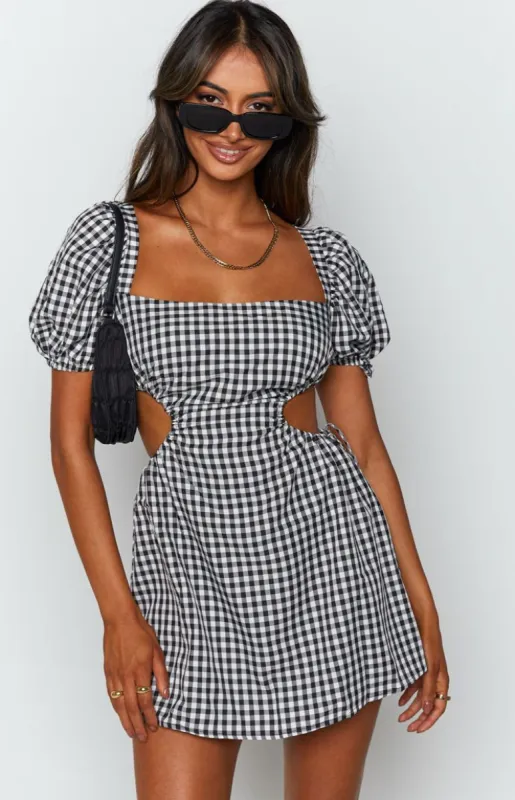 Penelope Mini Dress Mono Gingham sold by Beginning Boutique