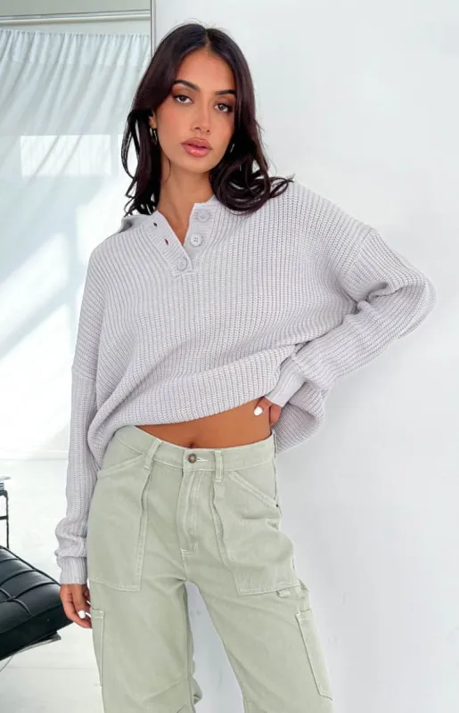 Reid Grey Collared Jumper sold by Beginning Boutique