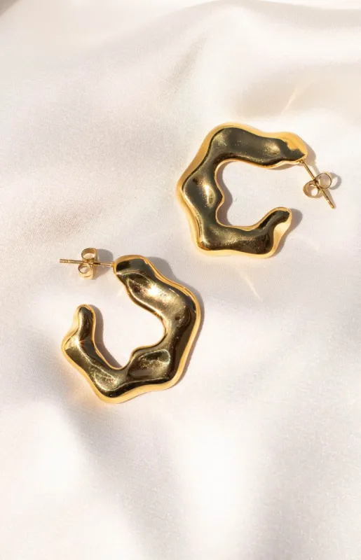 Amabella Gold Chunky Hoop Earrings sold by Beginning Boutique