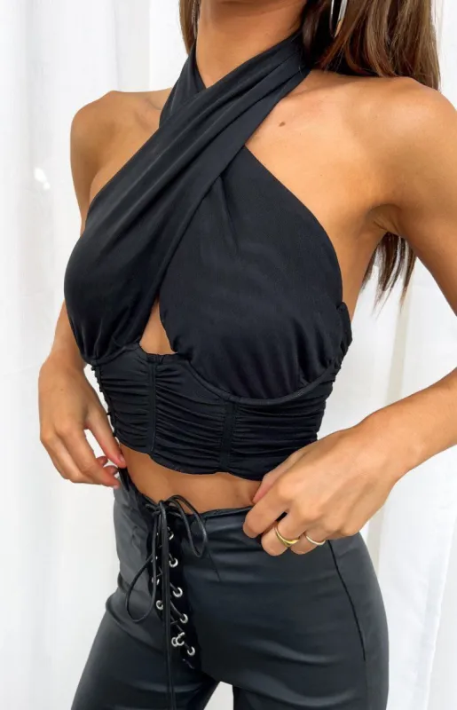 LA Dream Black Crop Top sold by Beginning Boutique