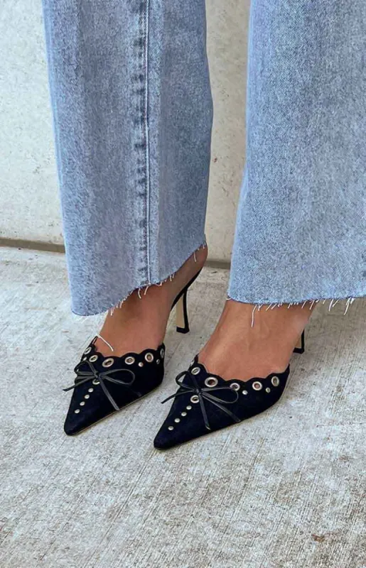 Tony Bianco Shae Black Suede Heels sold by Beginning Boutique