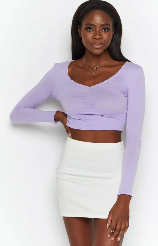 Michelle Long Sleeve Crop Top Lilac sold by Beginning Boutique