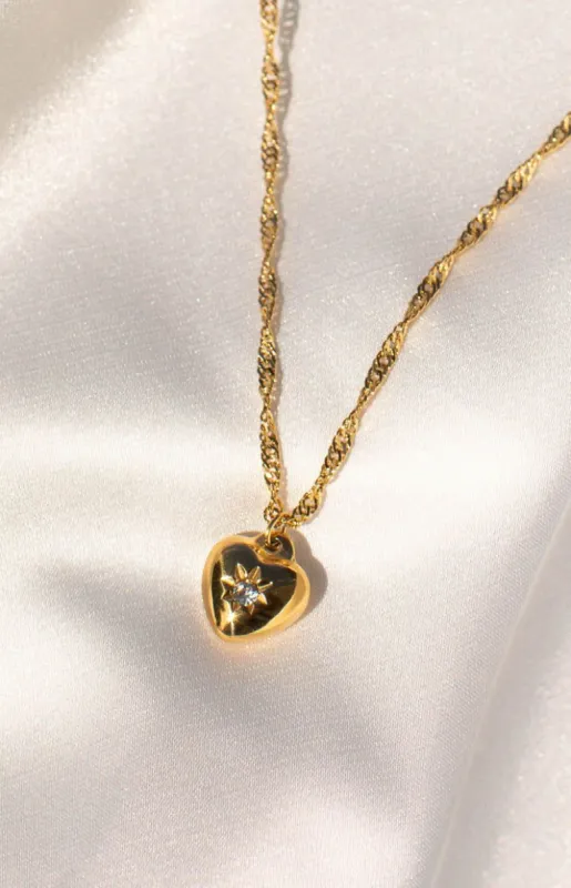 Tory Gold Stainless Steel Heart Necklace sold by Beginning Boutique