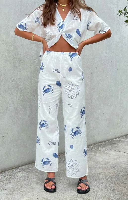 Caelen Blue Print Pants made by Beginning Boutique