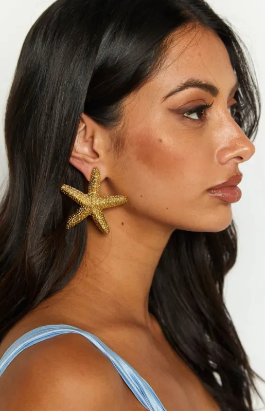 Seastar Shimmer Yellow Earrings sold by Beginning Boutique