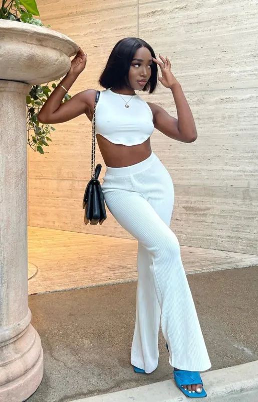 Zaylee White Knit Pants sold by Beginning Boutique