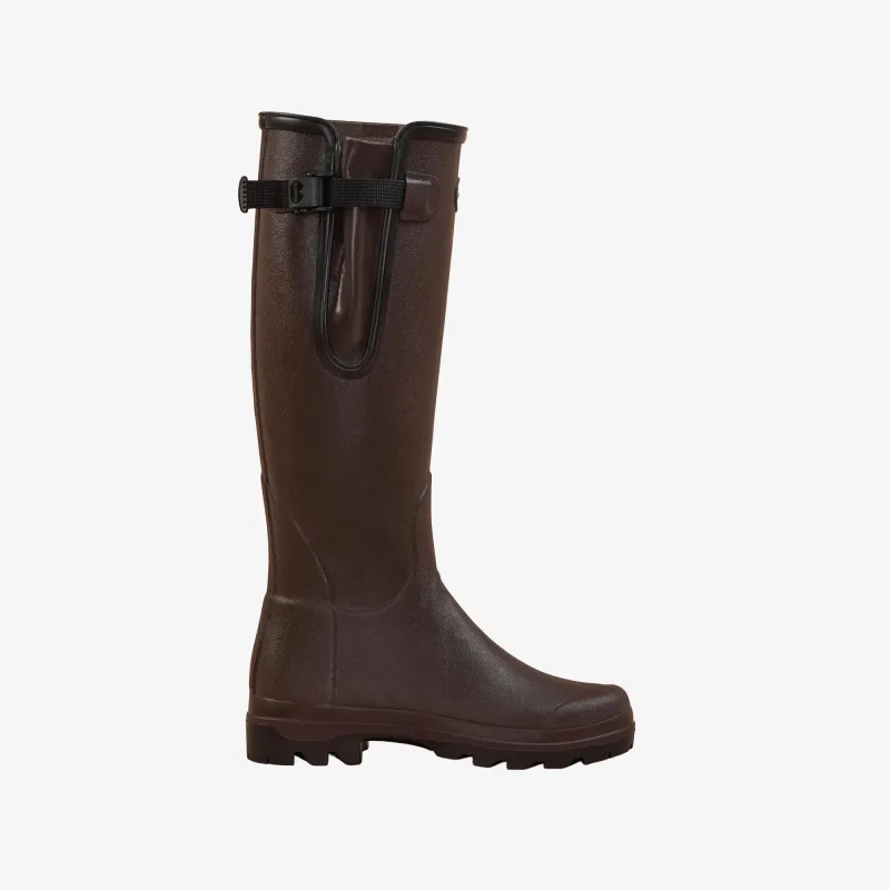 Women's Vierzon Héritage Jersey Lined Wellington Boot - Dark Brown sold by Le Chameau