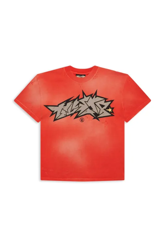 Red Crack Print T-Shirt sold by Hellstar