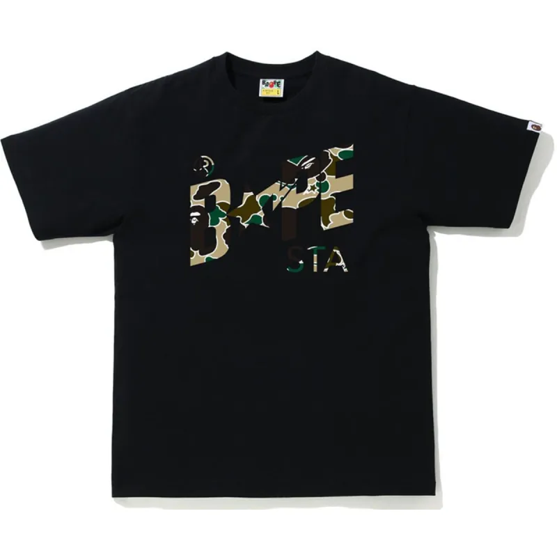 BAPE Sta Camo Bape Sta Logo Tee Black/Yellow sold by PLUS