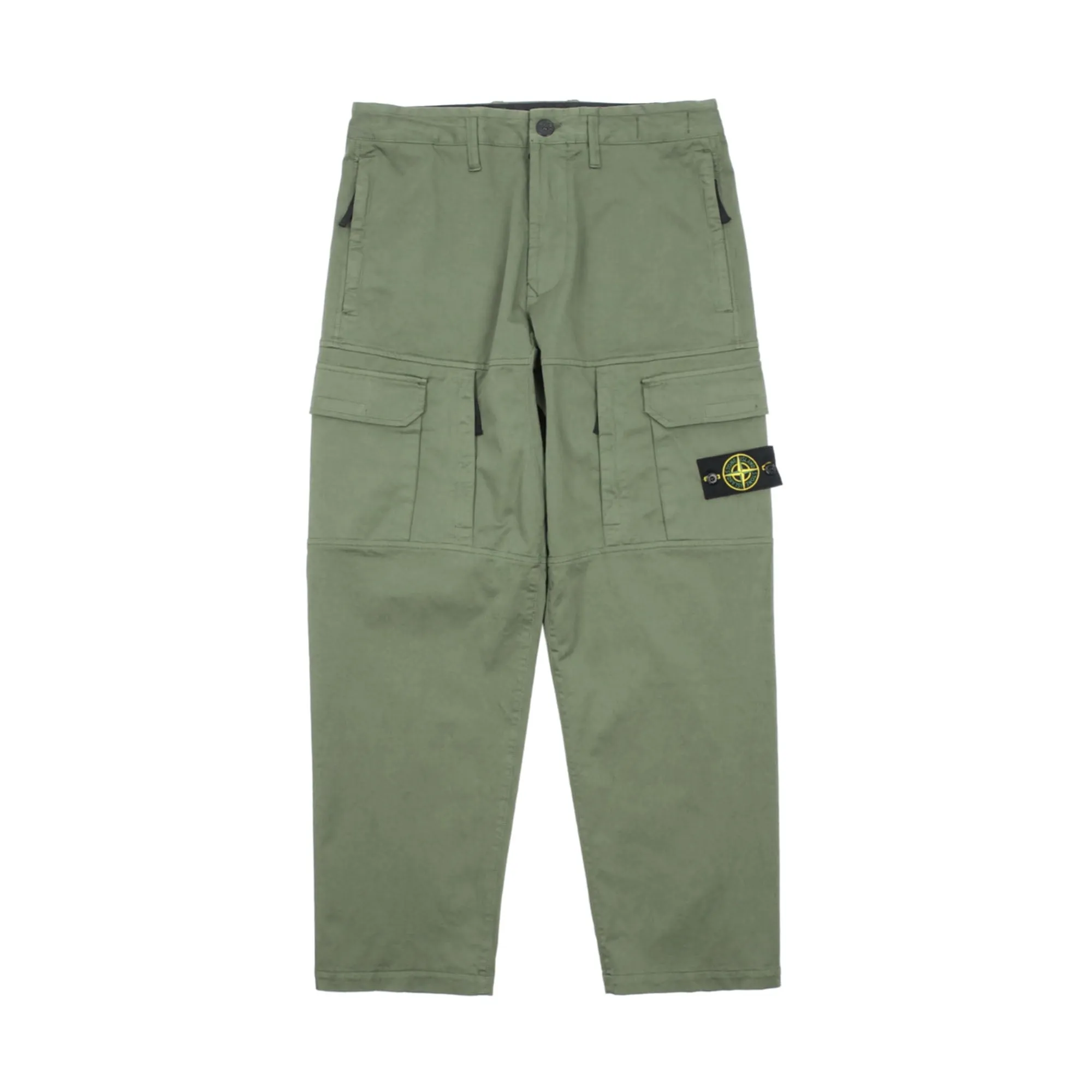 Stone Island Stretch Cotton Wool Satin Cargo Pants Sage Green sold by PLUS