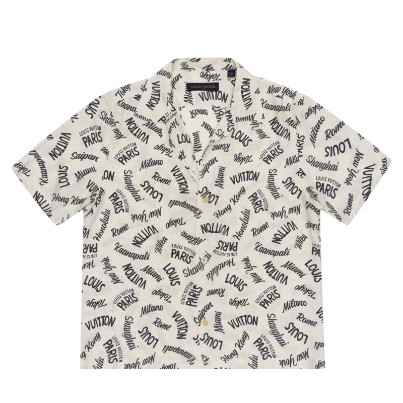 Louis Vuitton Cities Silk Button Down Shirt White sold by PLUS