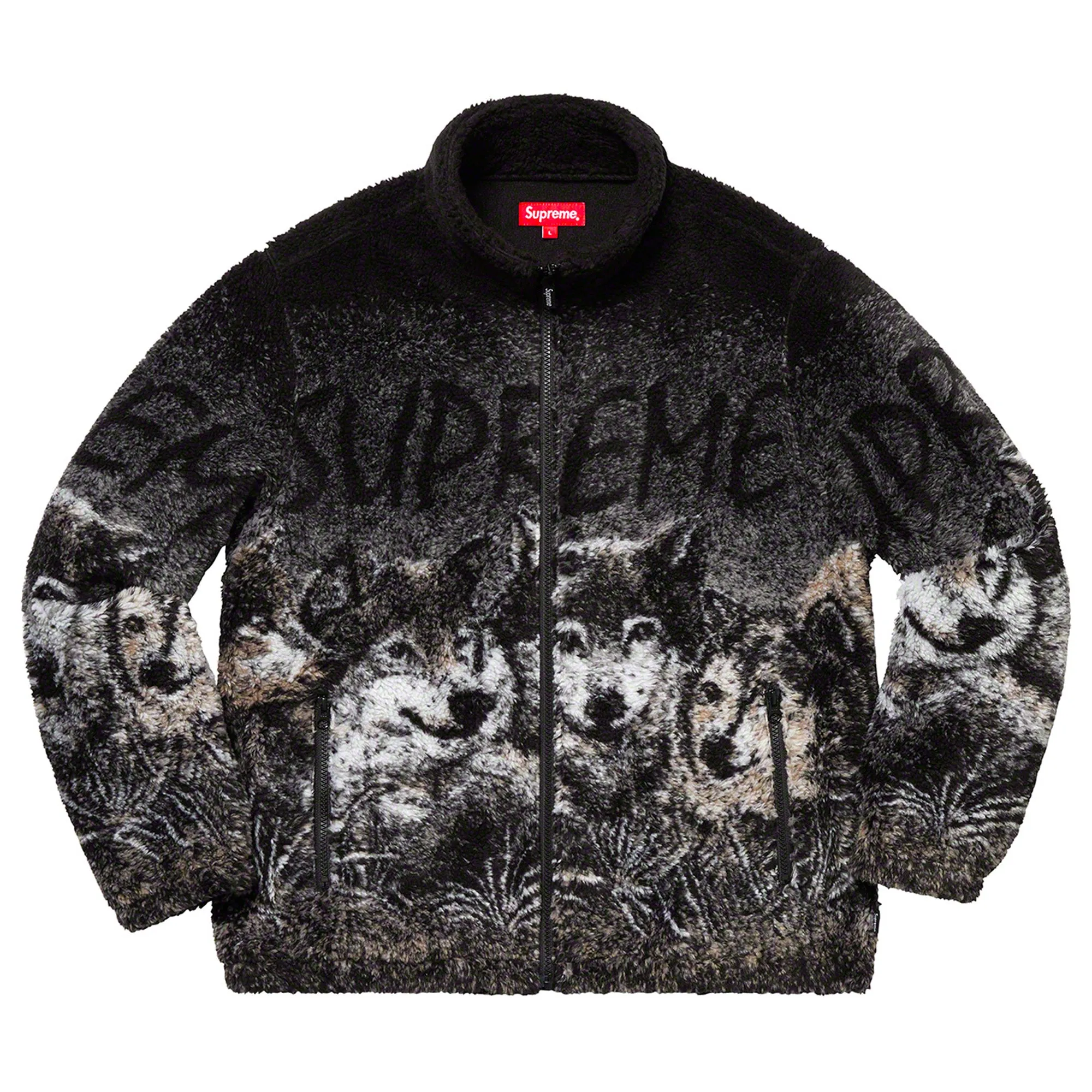 Supreme Wolf Fleece Jacket Black sold by PLUS