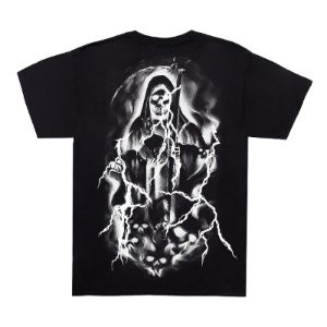 Revenge x Anuel Lightning Reaper Tee Black sold by PLUS