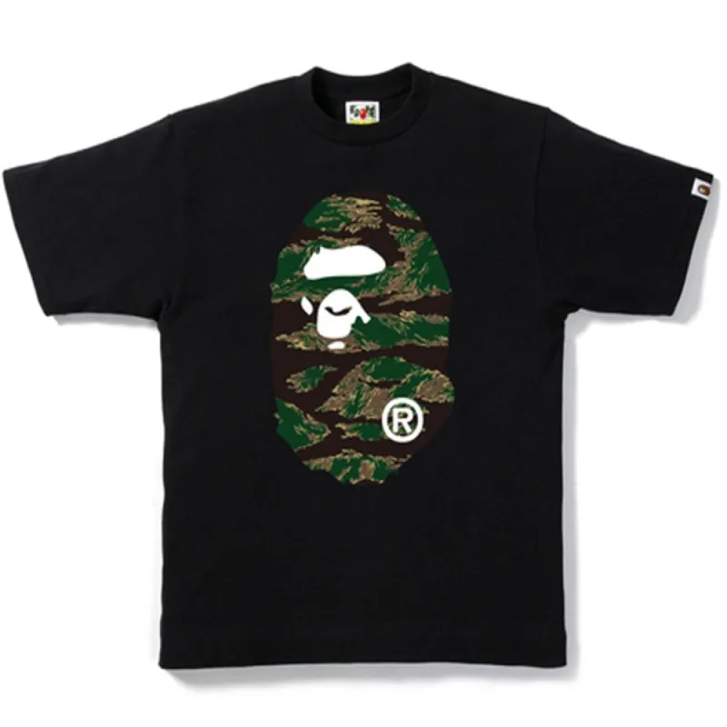 BAPE Tiger Camo Big Ape Head Tee Black sold by PLUS