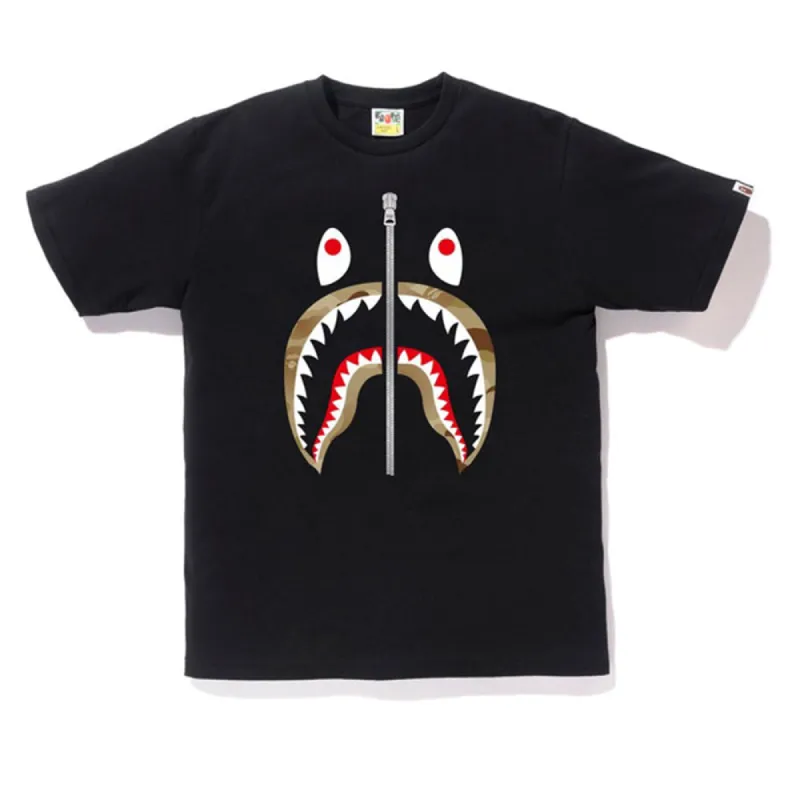 BAPE Gradation Camo Shark Tee Black/Beige sold by PLUS