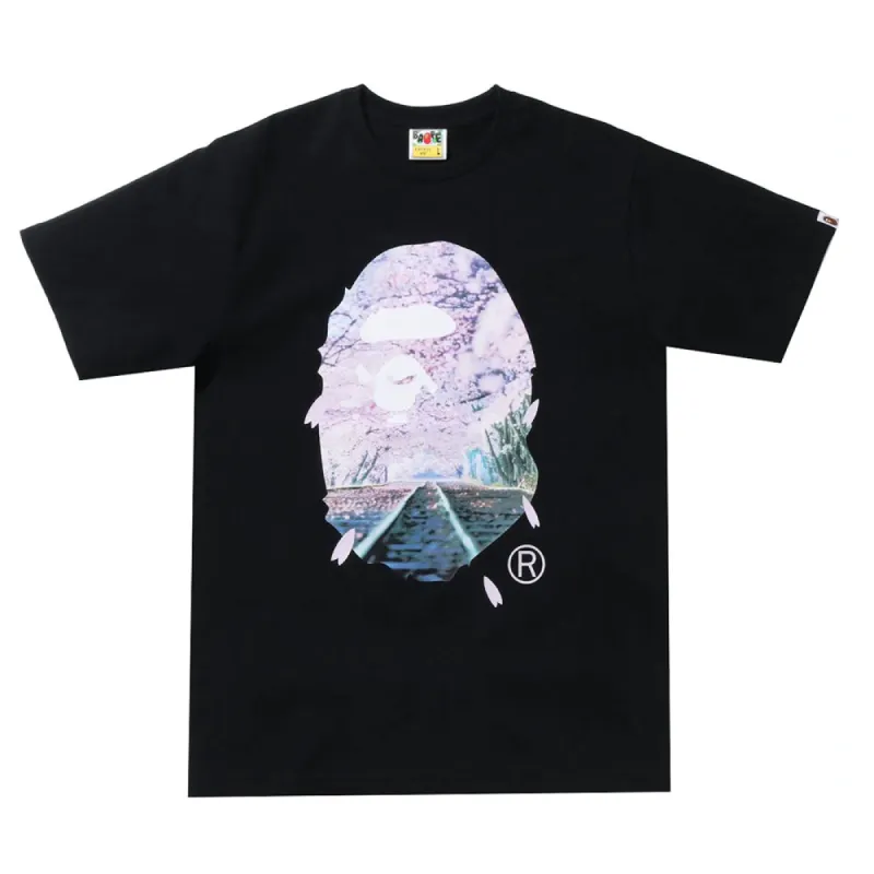 Bape Sakura Photo Ape Head Tee Black (SS22) sold by PLUS
