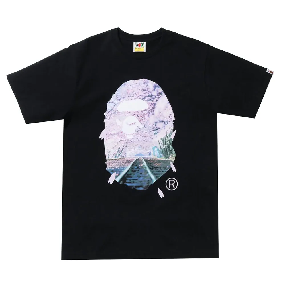 Bape Sakura Photo Ape Head Tee Black (SS22) sold by PLUS