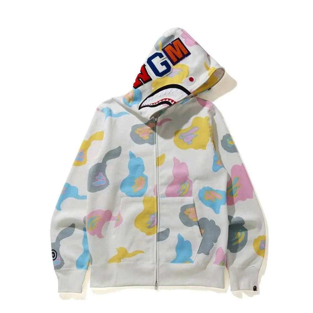 BAPE Def Camo Shark Full Zip Hoodie White sold by PLUS