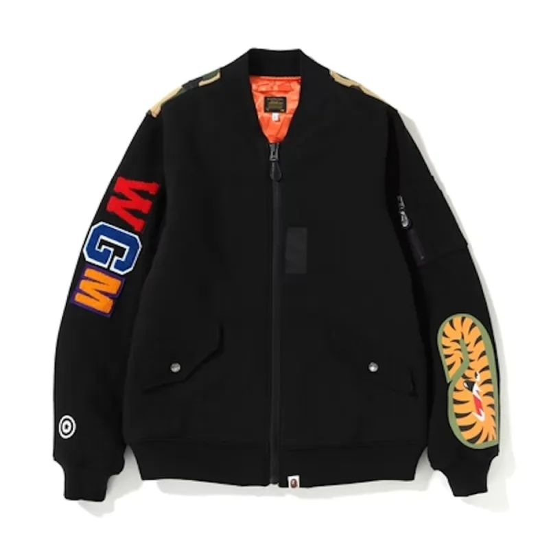 Bape 1st Camo Shark Sweat MA-1 Black/Yellow sold by PLUS