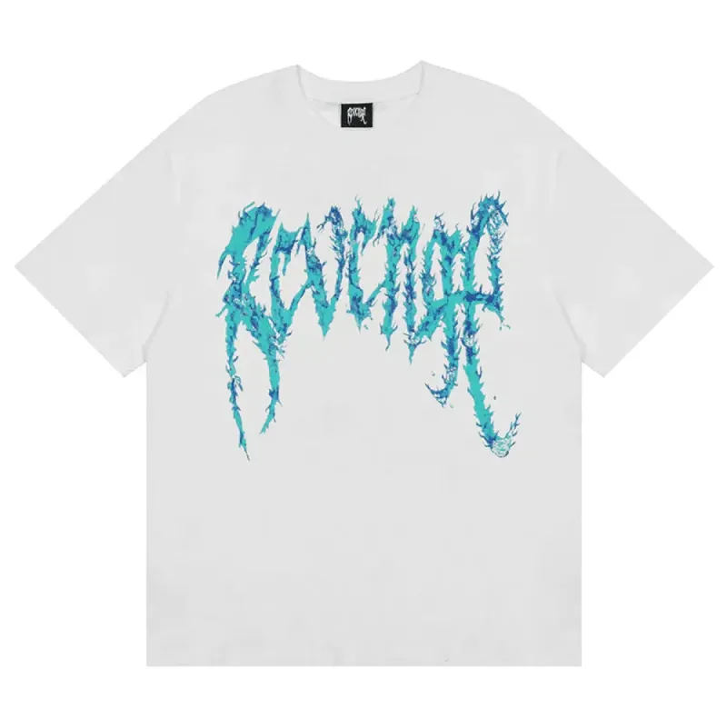 Revenge Blue Inferno Tee White sold by PLUS