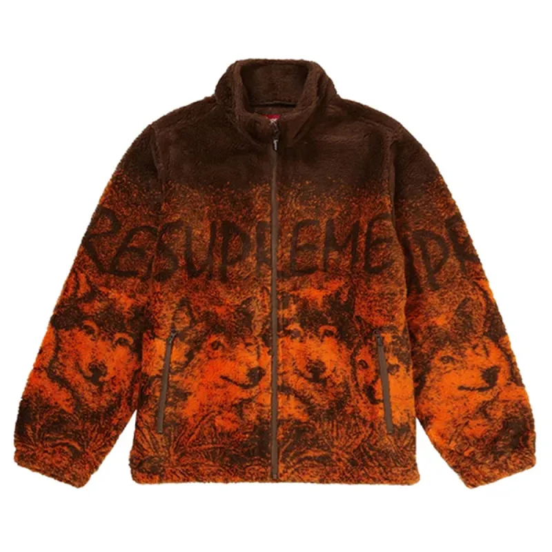 Supreme Wolf Fleece Jacket Brown sold by PLUS