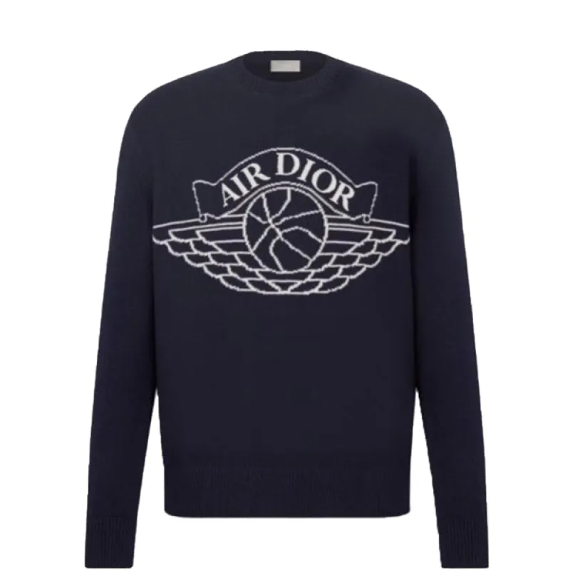 Dior x Jordan Wings Sweater Navy sold by PLUS