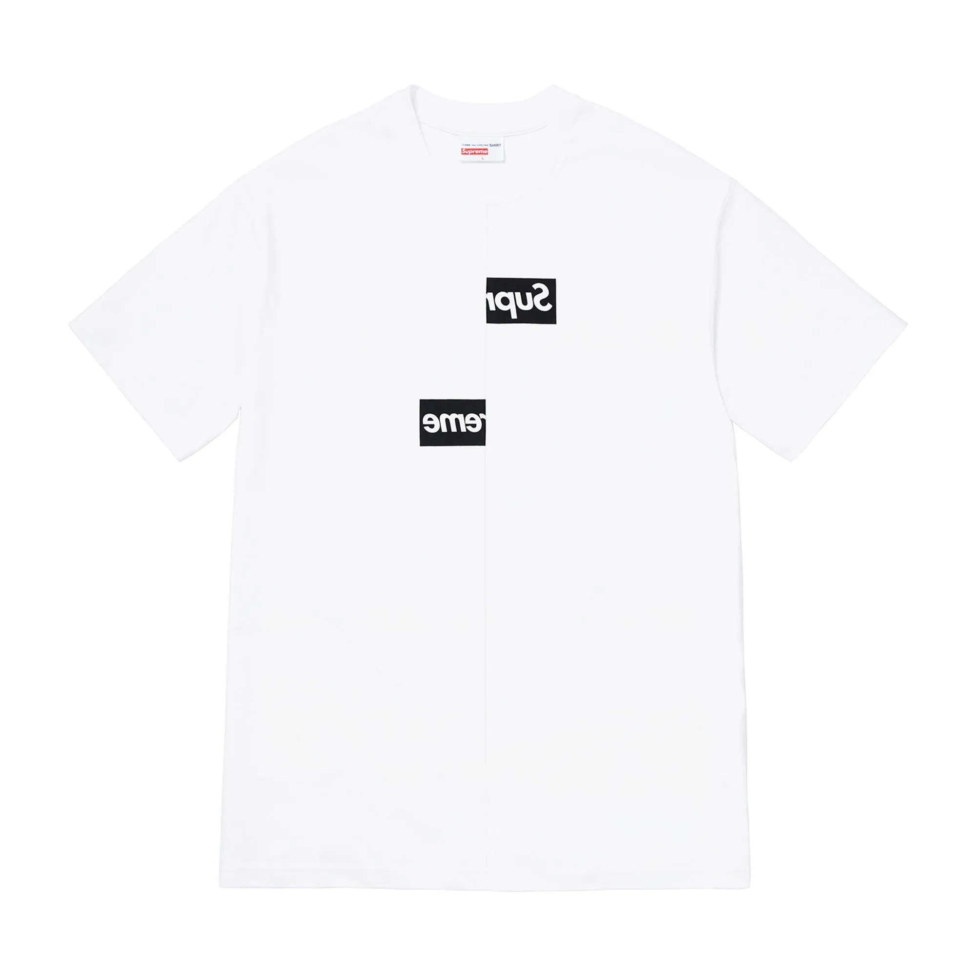 Supreme Comme des Garcons SHIRT Split Box Logo Tee White sold by PLUS