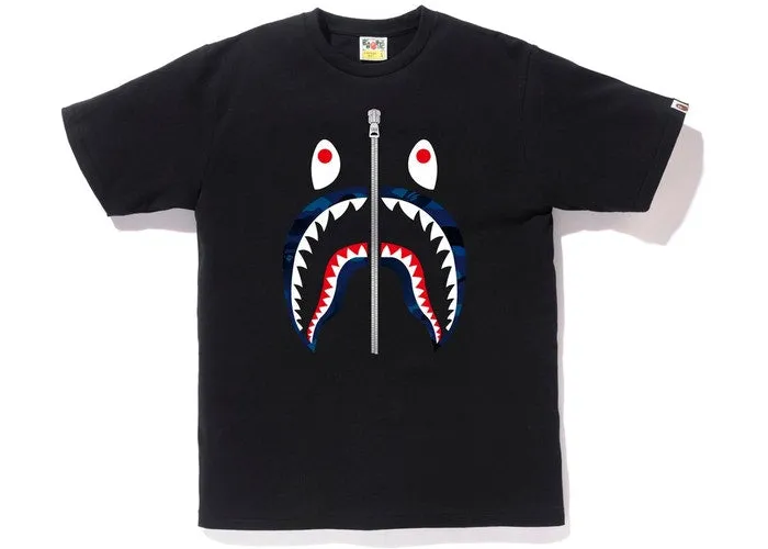 BAPE Gradation Camo Shark Tee Black/Navy sold by PLUS