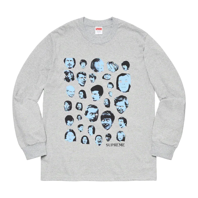 Supreme Faces L/S Tee Heather Grey sold by PLUS