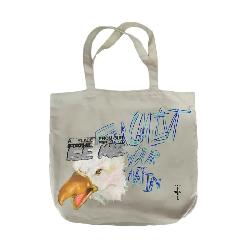 Travis Scott Cactus Jack For Fragment Flames Tote Bag Cream sold by PLUS